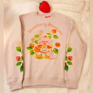 Strawberry Shortcake vintage feel baby blush pink crewneck sweatshirt! MED! NWT!